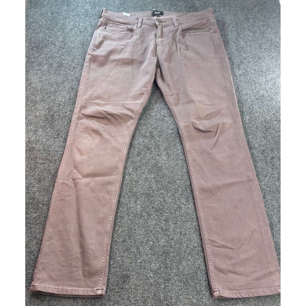 Paige Federal Slim Straight Jeans Mens 35 Mauve Brown Transcend Stretch Pants
